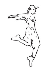 woman ballet dancer, simple vector sketch illustration