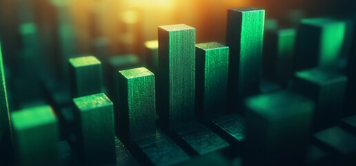 Green bar graph, growth, data, analysis, future, business concept