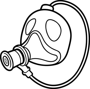 recommend clip art: Black Line Art of a Gas Mask -Vector Illustration