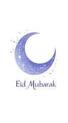 Obraz premium Crescent Moon Stars Eid Mubarak Festive Design