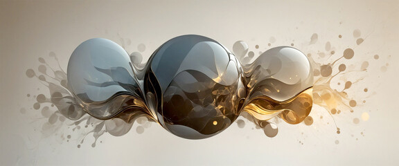 An abstract 3D composition featuring glossy spherical forms
