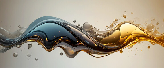A sculptural abstract piece in gold and gray tones