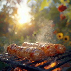 Delicious Grilled Sausages at Sunset