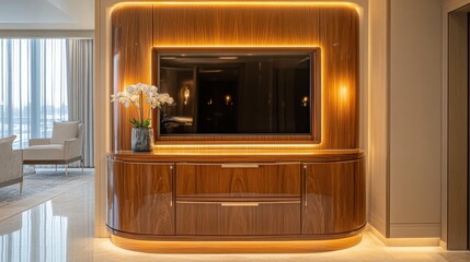 Elegant Modern Interior with TV and Accent Lighting