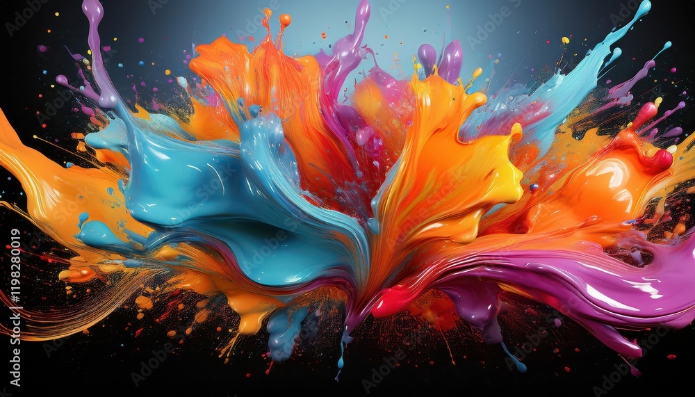 Poster dynamic explosion of colors a striking showcase of abstract expressionism through a vivid and textur