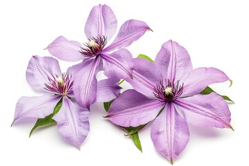 Obraz premium Purple Clematis Isolated on White Background. Beautiful Clematis Flower