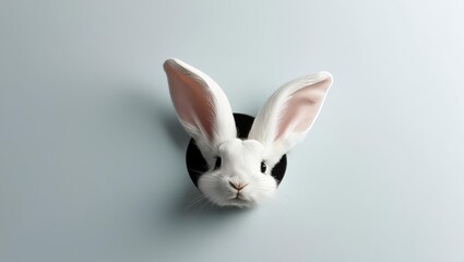 Easter. a cute rabbit in the soft background. simple background