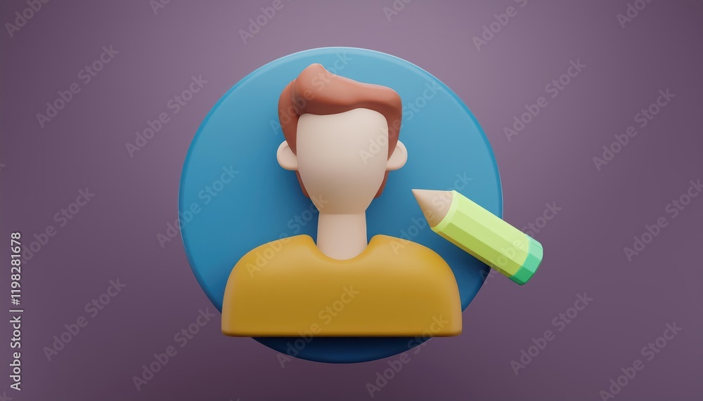 Poster striking 3d illustration of a profile icon object in a futuristic setting, showcasing sharp geometri
