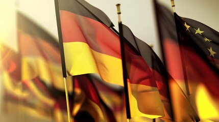 Free photo small national flags of Germany on a light background