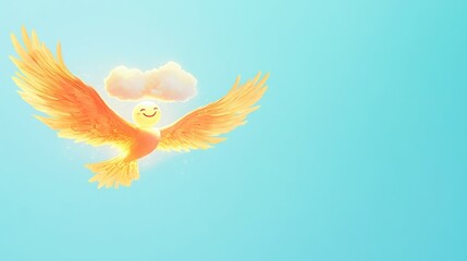 Obraz premium Joyful bird soaring through a pastel sky. A symbol of happiness and freedom.