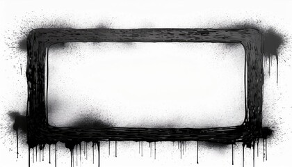 Naklejka premium Grunge Graffiti Styled Rectangle Frame with Spray Effect and Drop Paint Border, Showcasing a Vibrant Grunge Artwork in a Black Grungy Backdrop