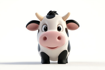 A cute cartoon-style cow character with a friendly expression.