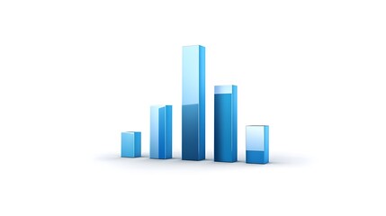 Blue Three Dimensional Bar Graph Showing Growth