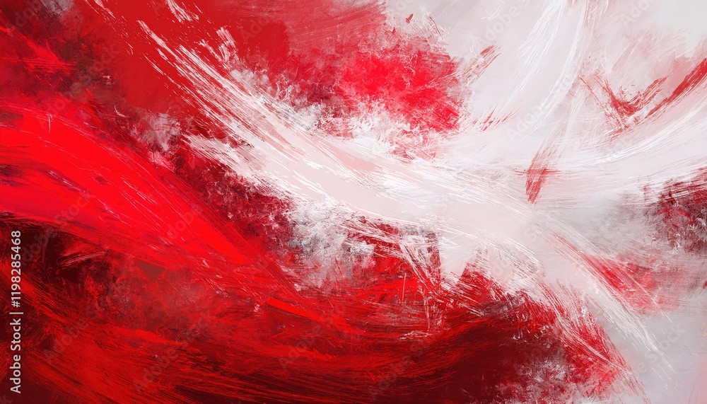 Aufkleber dynamic red and white grunge texture backdrop abstract brush strokes and splashes combined for a str