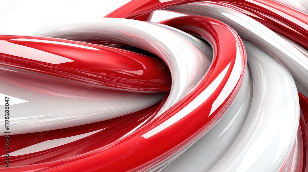 Aufkleber a vibrant swirl of red and white ribbons, intertwining gracefully, creating a dynamic and modern vis