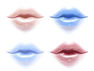 Obraz premium Four Pairs Of Lips Displaying Different Lipstick Shades