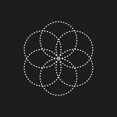 Fototapeta premium Dashed floral pattern. Abstract dotted design. Minimal black shape. Vector illustration.