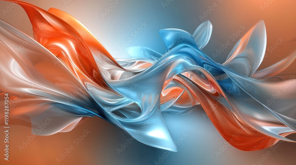 Aufkleber a vibrant abstract design featuring flowing blue and orange waves, creating a dynamic and harmonious