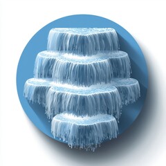 Serene Cascading Waterfall Multi Tiered Water Feature Blue Water Nature Illustration Calm Water