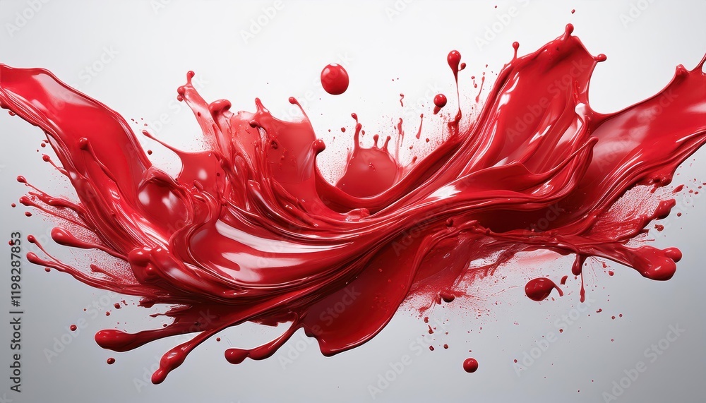 Poster vivid red paint splashes against transparent background isolated artistic expression on a minimalist