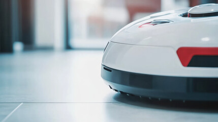 Obraz premium Sci-fi Technology Sweep the floor Robot Cleaning in Future Home Environment