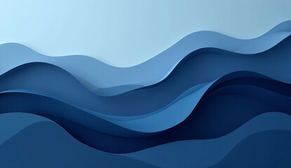 Dark blue paper waves abstract banner design. Elegant wavy vector background