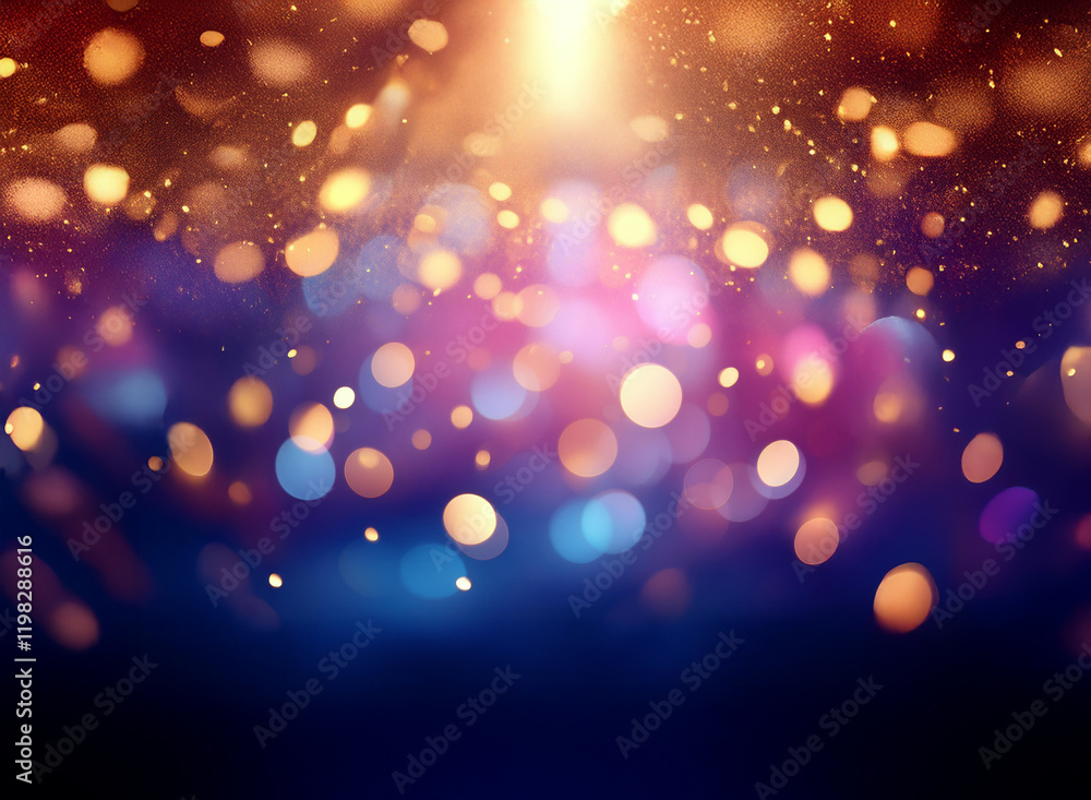 Aufkleber A vibrant, bokeh-filled background glows with warm and cool colors.  Shimmering particles float against a dark backdrop, creating a magical, festive atmosphere.