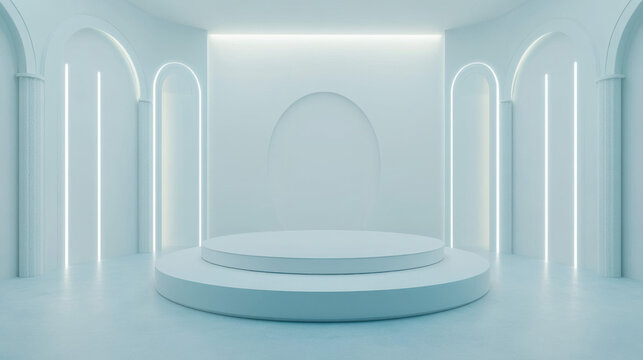 Elegant blue and white release background, rendering effect, suitable for speeches or corporate meetings