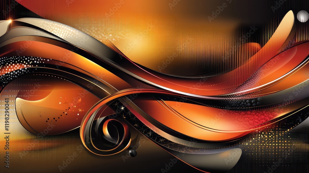Poster abstract clean design with geometric shapes, flowing patterns, and gradient color highlights.