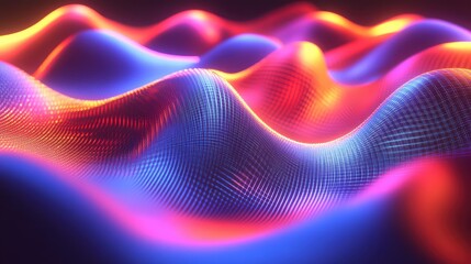 Obraz premium Abstract corporate technology design with glowing D elements and digital waveforms, perfect for innovation themes.