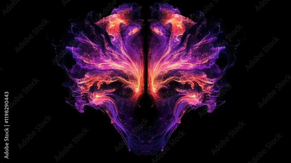 Poster abstract glowing digital brain design with particle effects and holographic light trails for ai and 