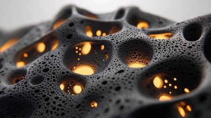 Abstract glowing digital structures forming intricate patterns on a minimalist gradient surface.