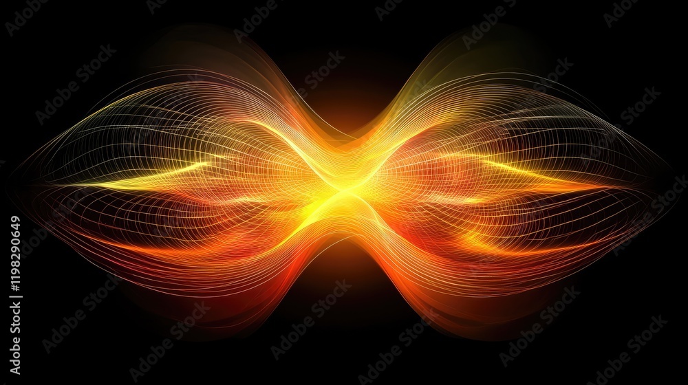 Poster abstract glowing holographic wave design with dynamic particles and futuristic grids for digital tra