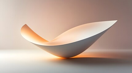 Abstract White Sculpture Illuminated With Warm Light