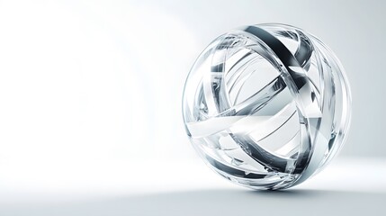Abstract Glass Sphere with Interwoven Metallic Bands