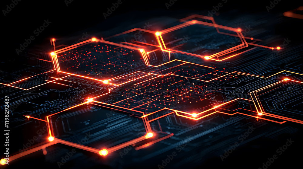 Poster dynamic digital circuit design data visualization graphic artwork high-tech environment abstract vie