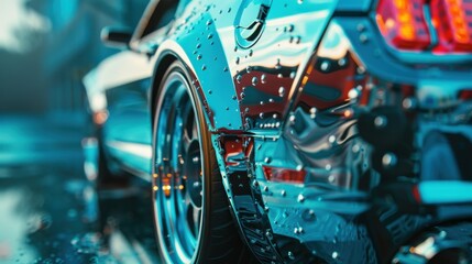Fototapeta premium Automotive Assembly Plant: A facility where vehicles, engines, and automotive components are assembled, ensuring efficient production of high-quality vehicles. 