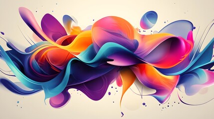Abstract Colorful Swirling Fluid Art Design