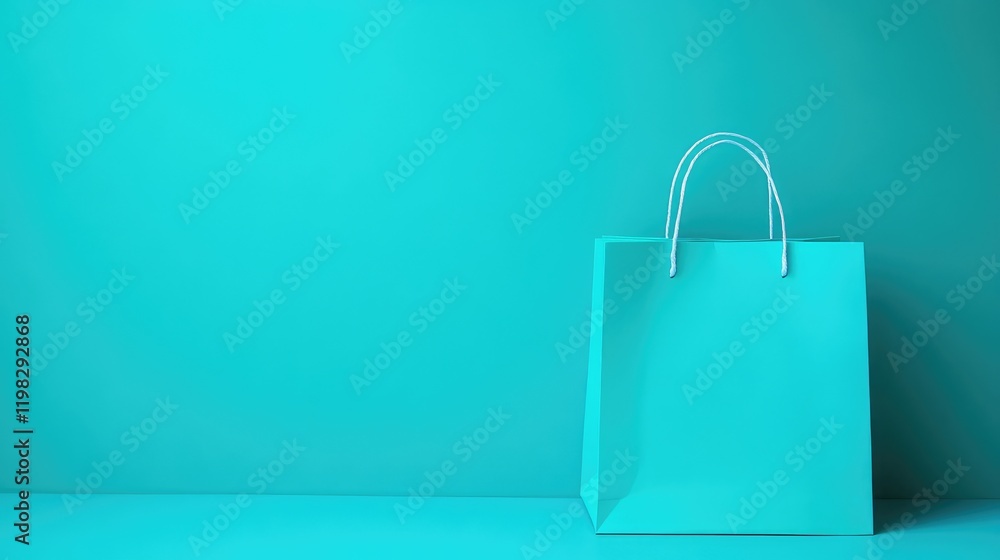 Aufkleber a single shopping bag with handles, placed in the center of a flat, clean background, with ample spa