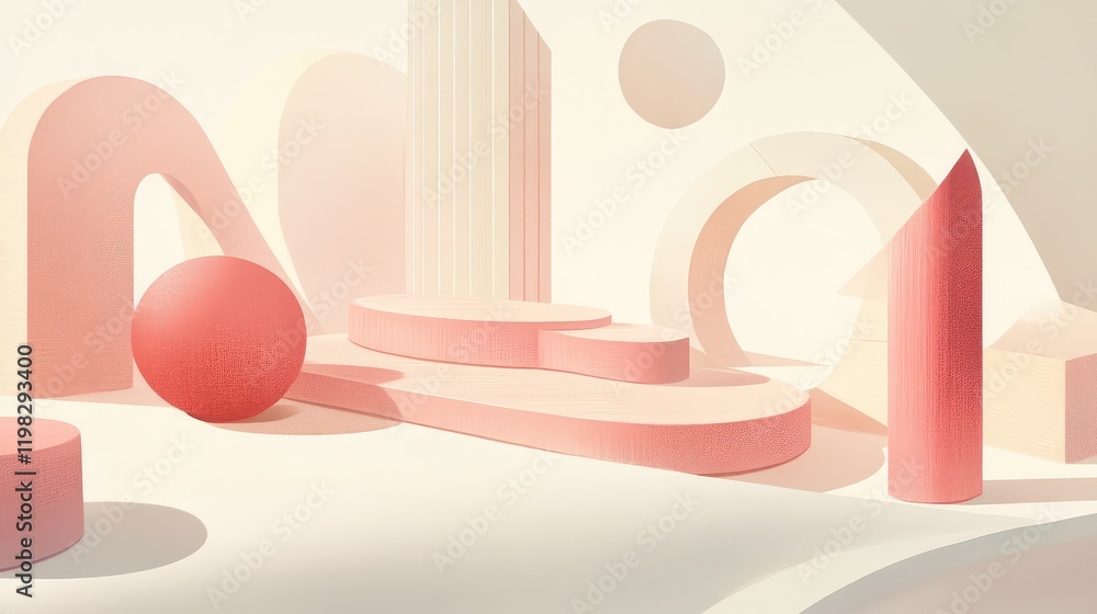 Aufkleber clean minimalist digital design with overlapping geometric shapes, subtle gradients, and soft shadow