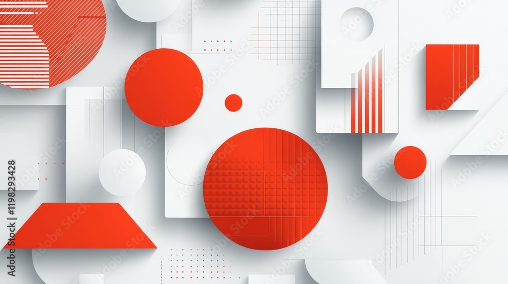 Poster clean minimalist digital design with overlapping geometric shapes, subtle gradients, and soft shadow