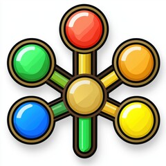 Colorful Abstract Circular Network Design Interconnected Nodes Bright Hues Graphic Element