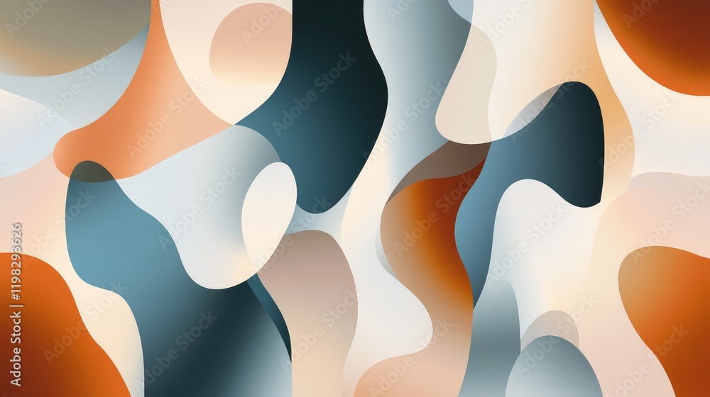 Poster digital design with a modern minimalist touch, clean forms, and muted color gradients.
