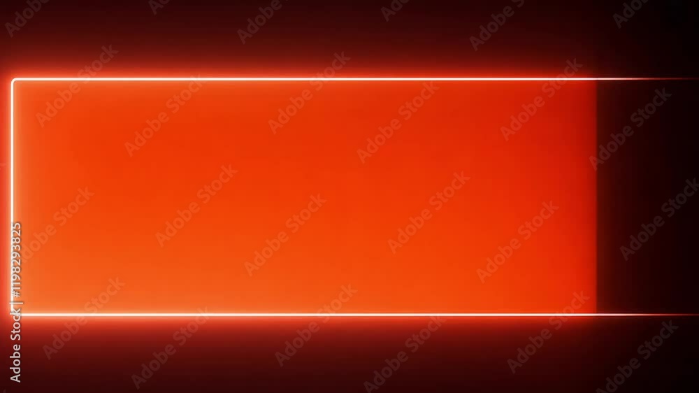 Poster camera pans right, revealing a horizontal gradient transition from orange to red with a pulsing neon