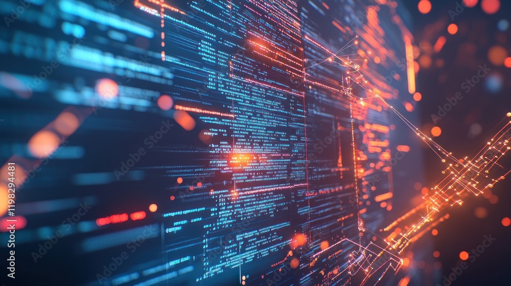Poster abstract digital code stream: a futuristic visualization of data flow and network connections