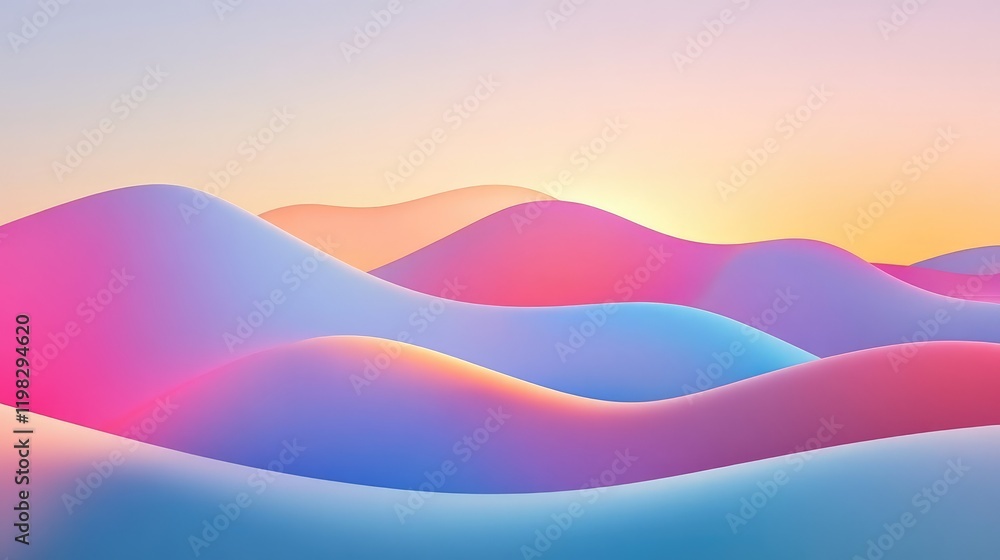 Poster elegant gradient background featuring glowing digital shapes and dynamic geometric light patterns.