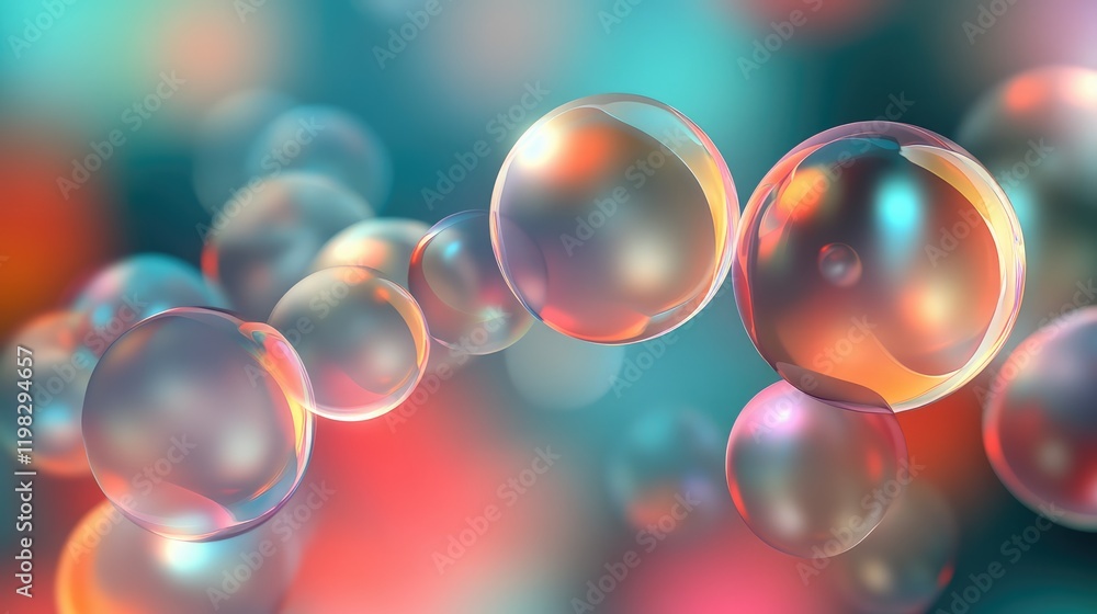 Poster elegant gradient with floating holographic d shapes and soft light trails for a modern abstract digi