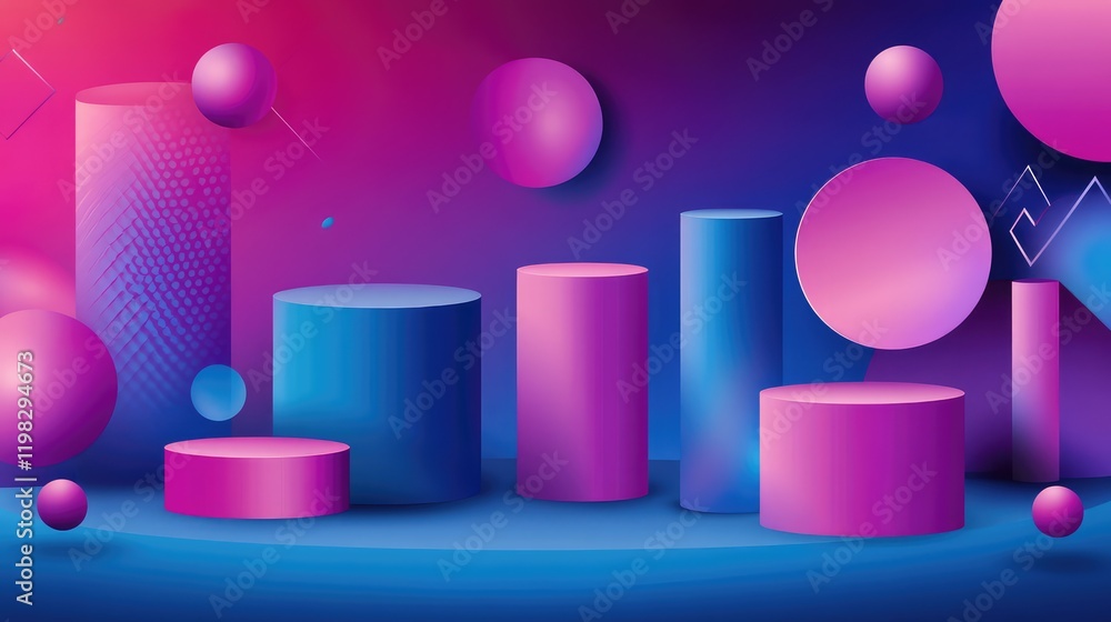 Poster elegant gradient background with holographic light trails and geometric patterns for a sleek product
