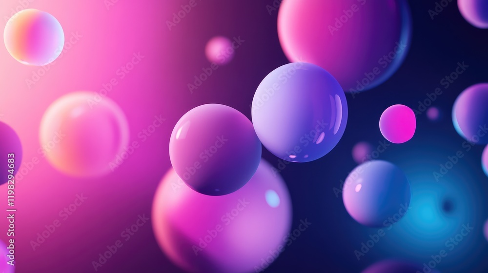 Poster elegant gradient with floating holographic d shapes and soft light trails for a modern abstract digi