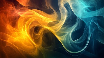 Abstract Orange and Teal Swirling Energy Forms